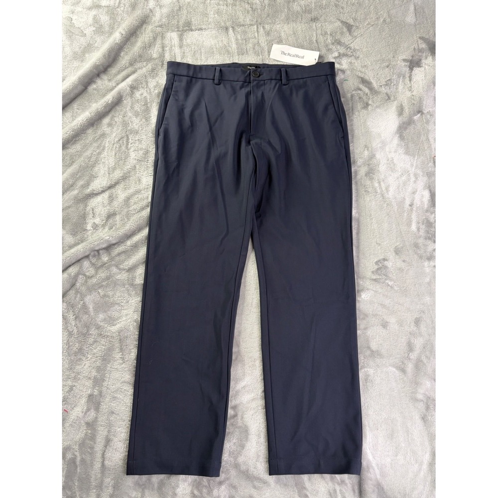 Theory Mens Trousers Size 34 Dark Navy Flat Front Blue